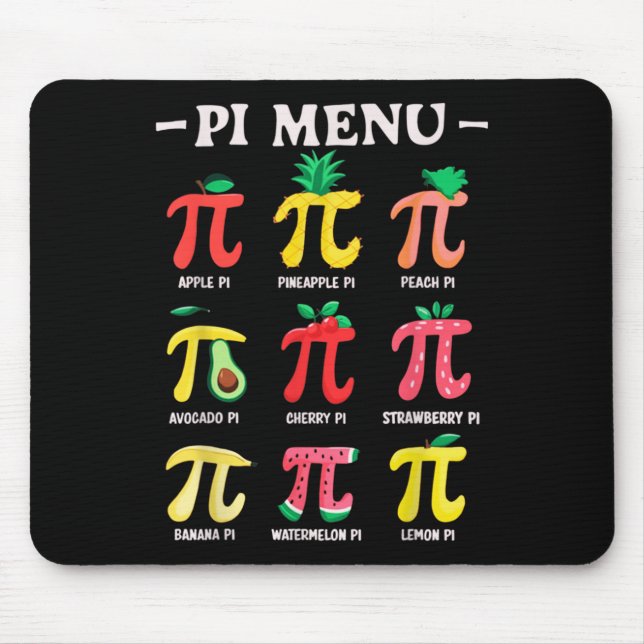 Pie Menu Funny Pi Day Pi 3.14 Math Teacher Pi Symb Mouse Mat (Front)