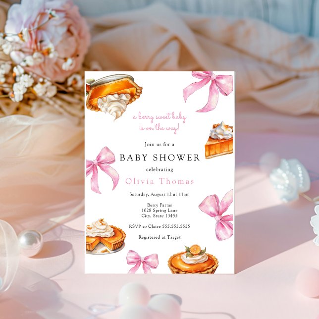 Pie Pink Bow Baby Shower Invitation (Creator Uploaded)