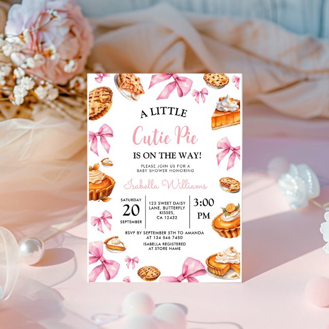 Pie Pink Bow Baby Shower Invitation (Creator Uploaded)