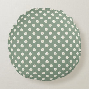 Pie Polkadot" Sage & Tonal Cream Round Cushion