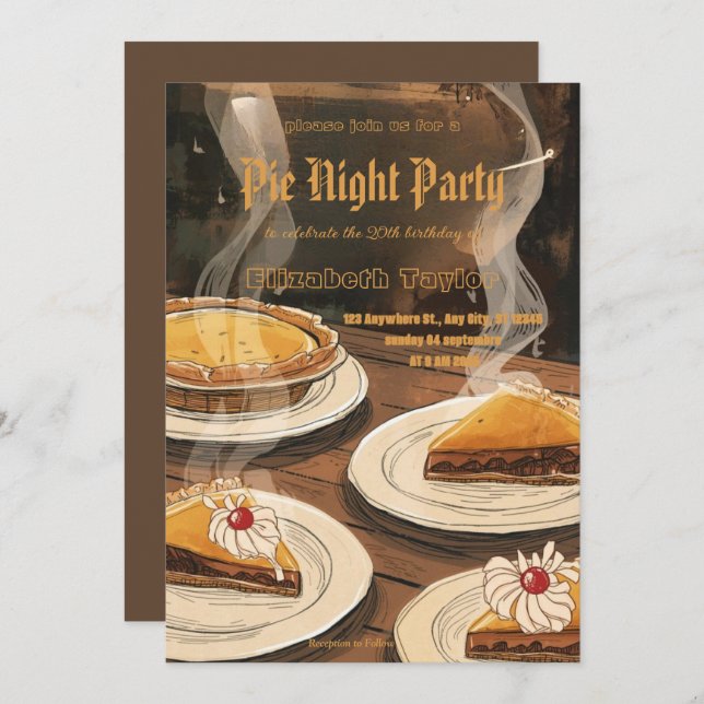 Pie Sharing Night Party Invitation – Sweet & Cozy  (Front/Back)