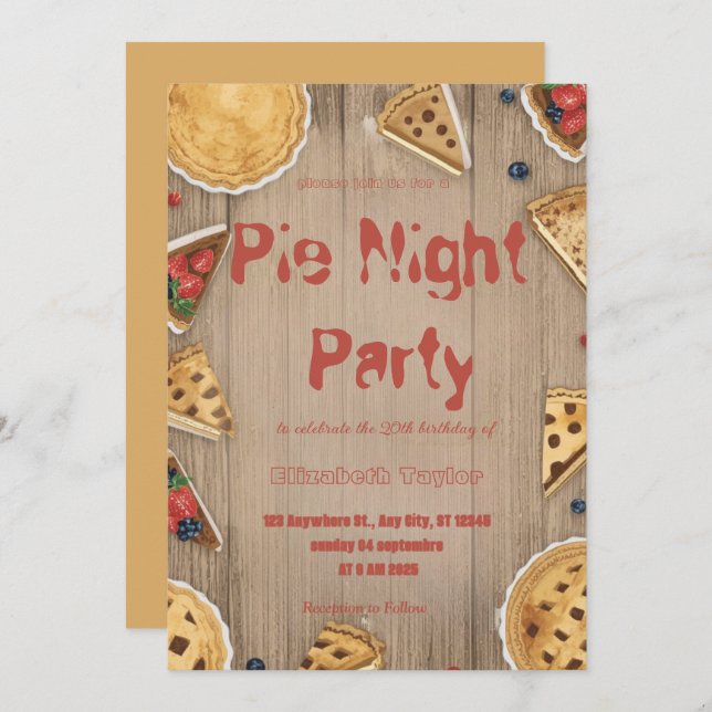 Pie Sharing Night Party Invitation – Sweet & Cozy (Front/Back)