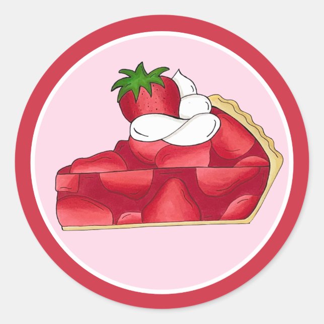 Pie Social Party Dessert Bake Sale Strawberry Classic Round Sticker (Front)