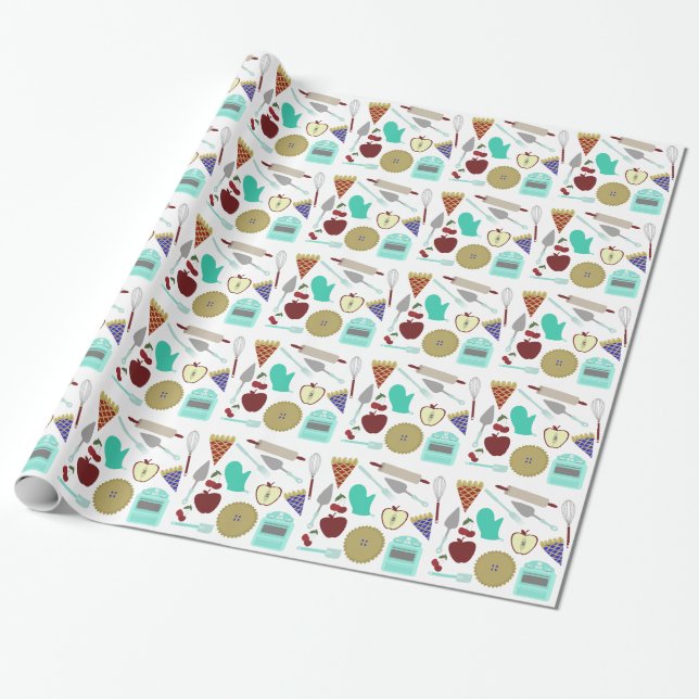 Pie Theme Wrapping Paper (Unrolled)