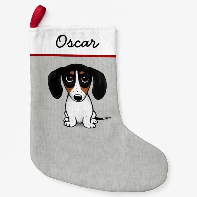 Piebald Dachshund Adorable Dog Personalised Small Christmas Stocking (Front)