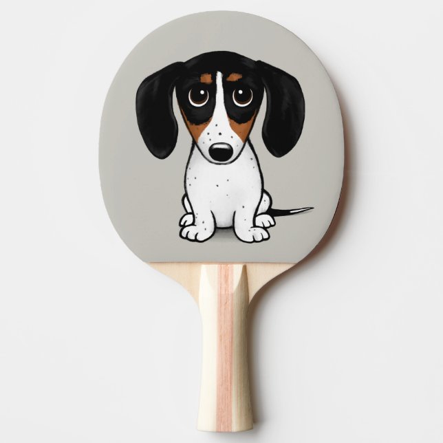 Piebald Dachshund | Cute Cartoon Dog Ping Pong Paddle (Front)