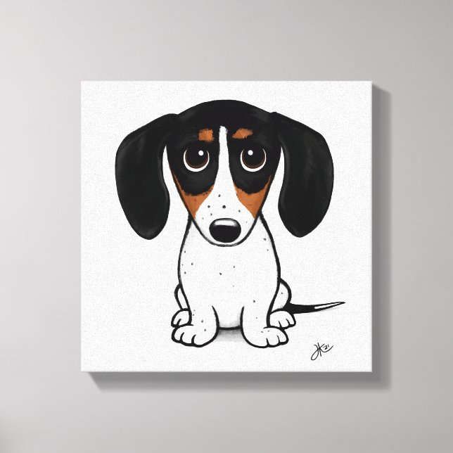 Piebald Dachshund | Cute Cartoon Wiener Dog Canvas Print (Front)