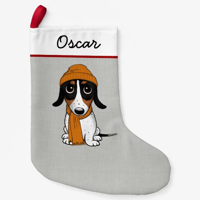Piebald Dachshund Cute Dog Personalised Small Christmas Stocking (Front)