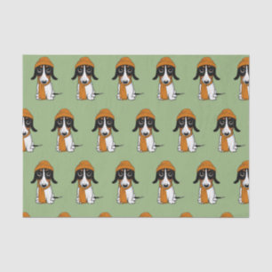 Piebald Dachshund Cute Dog with Hat Patterned Tiss Tissue Paper