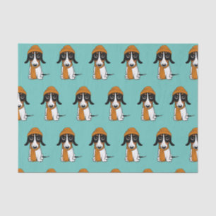 Piebald Dachshund Cute Dog with Hat Patterned Tissue Paper