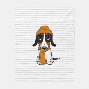 Piebald Dachshund Cute Hipster Dog Fleece Blanket