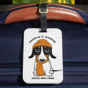 Piebald Dachshund Cute Hipster Dog Luggage Tag