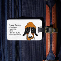 Piebald Dachshund Cute Hipster Dog Luggage Tag