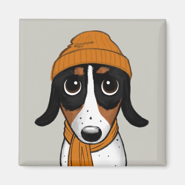 Piebald Dachshund | Cute Hipster Dog Magnet (Front)