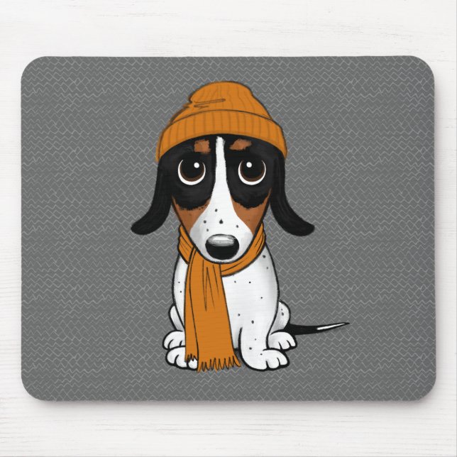 Piebald Dachshund | Cute Hipster Dog Mouse Mat (Front)