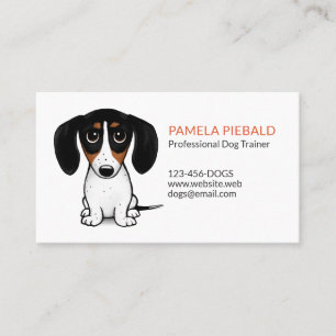 Piebald Dachshund   Cute Puppy Dog Cartoon Business Card