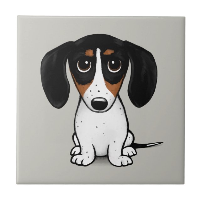 Piebald Dachshund | Cute Puppy Dog Ceramic Tile (Front)