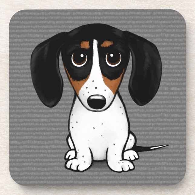 Piebald Dachshund Cute Puppy Dog Coaster (Front)