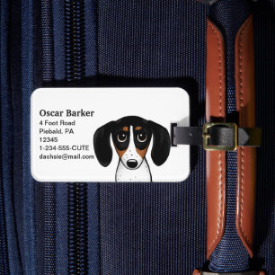 Piebald Dachshund Cute Puppy Dog Luggage Tag