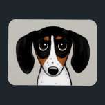 Piebald Dachshund Cute Puppy Dog Magnet<br><div class="desc">A fun kitchen magnet for Piebald Dachshund lovers. Black,  tan and white coloured Doxie. Visit Jenn's Doodle World for even more accessories for home and office with this funny dog and more original wiener dog designs.</div>