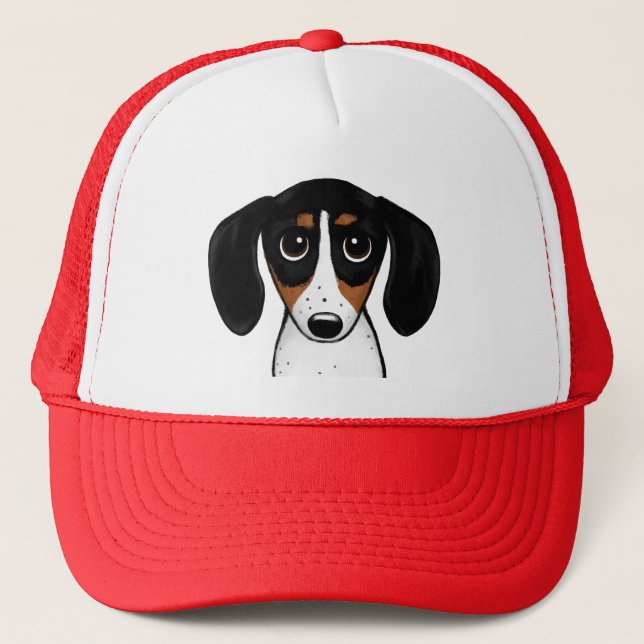 Piebald Dachshund Cute Puppy Dog Trucker Hat (Front)