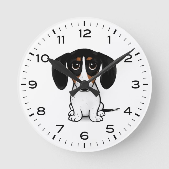Piebald Dachshund Cute Wiener Dog Round Clock (Front)