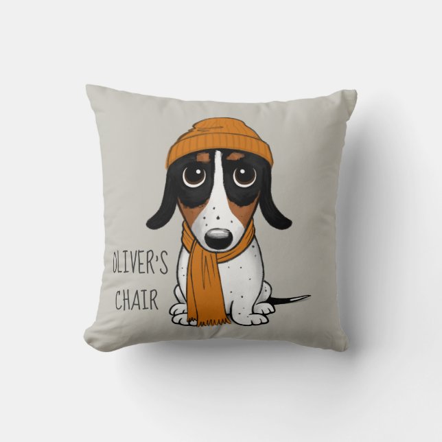 Piebald Dachshund Hipster Dog Personalised Cushion (Front)