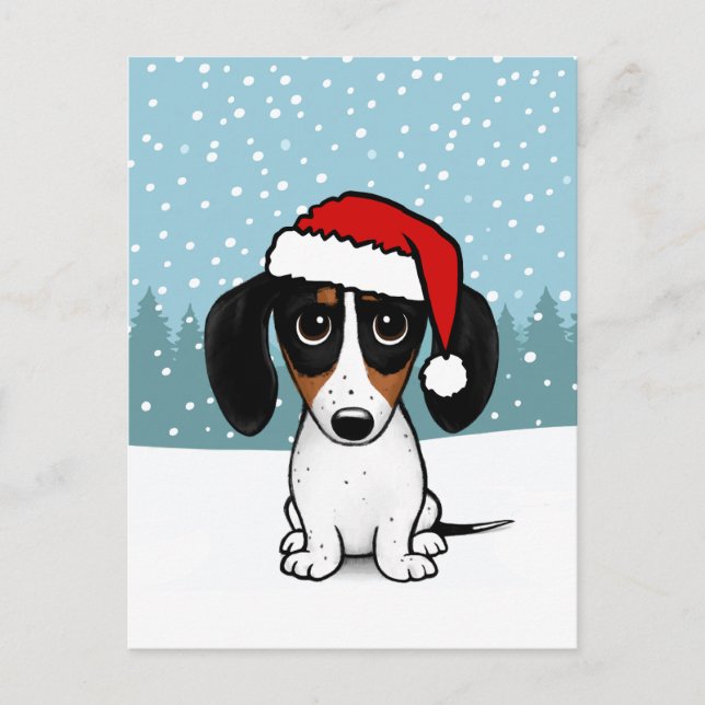 Piebald Dachshund Holiday Cute Wiener Dog Custom Postcard (Front)