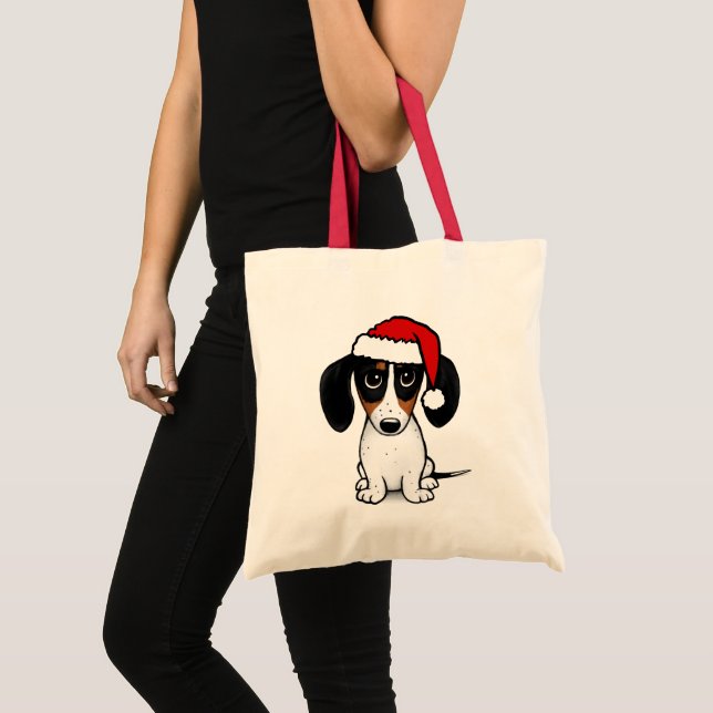 Piebald Dachshund Santa Cute Wiener Dog  Tote Bag (Front (Product))