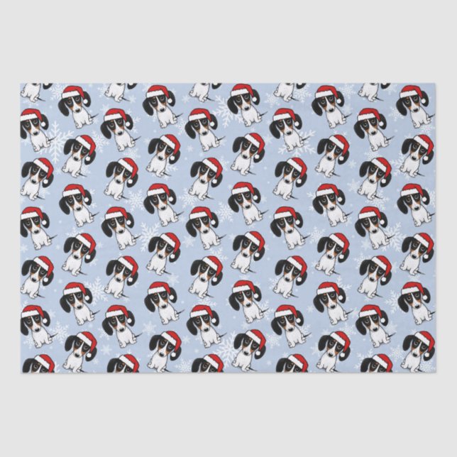 Piebald Dachshund Santa Wiener Dog Christmas Tissue Paper (Front)