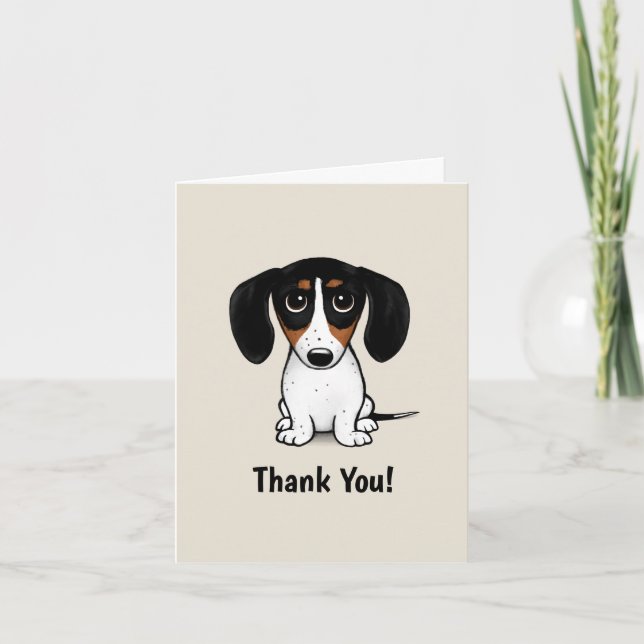 Piebald Dachshund Thank You Custom Greeting Card (Front)