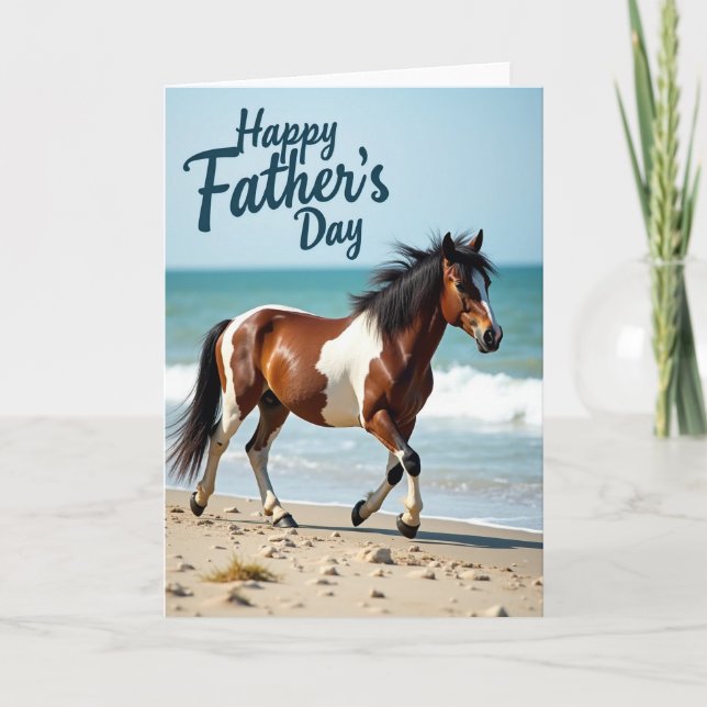 Piebald Horse Fathers Day Card (Front)