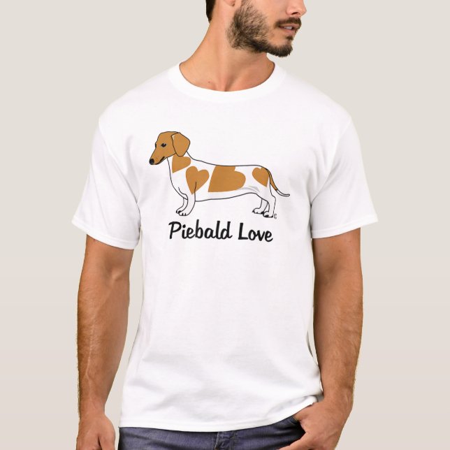 Piebald Love Dachshund T-Shirt (red markings) (Front)
