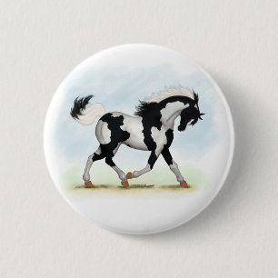 Piebald Overo Pinto Horse 6 Cm Round Badge