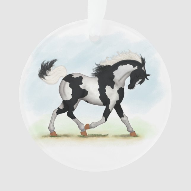 Piebald Overo Pinto Horse Ornament (Front)
