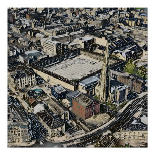 Piece Hall & Square Church Spire, Halifax Art Poster