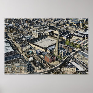Piece Hall & Square Church Spire, Halifax Art Poster