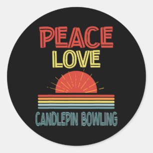 Piece Love Candlepin Bowling Funny Classic Round Sticker