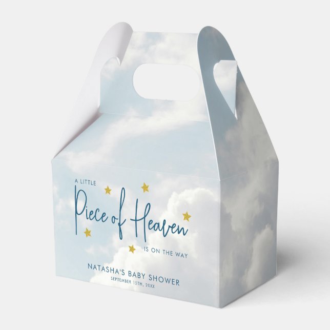 Piece of Heaven Clouds Baby Shower Favour Box (Front Side)
