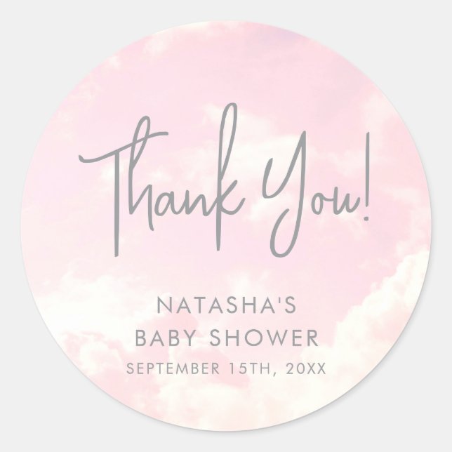 Piece of Heaven Clouds Baby Shower Thankyou Classic Round Sticker (Front)