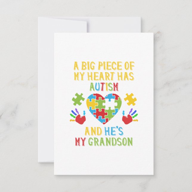 Piece Of My Heart Grandson Thank You Card (Front)