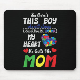 Piece Of My Heart Mum Son Autistic Kids Autism Mouse Mat