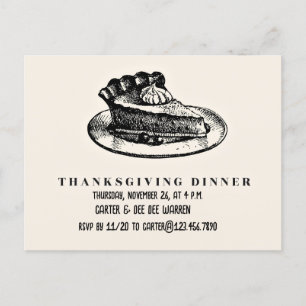 Piece of pie - thanksgiving invitation postcard