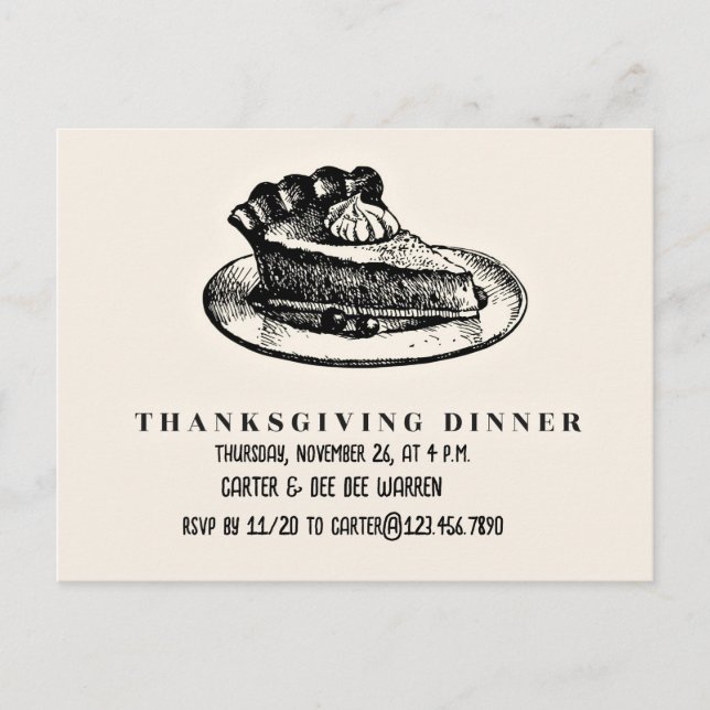 Piece of pie - thanksgiving invitation postcard (Front)