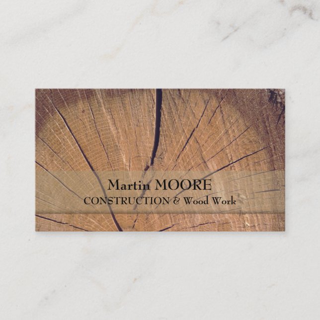 Piece of wood rustic rough realistic surface business card (Front)