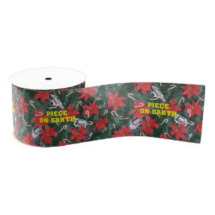 Piece On Earth Gun Christmas Grosgrain Ribbon