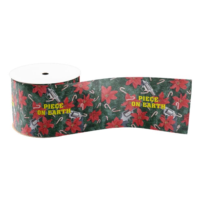 Piece On Earth Gun Christmas Grosgrain Ribbon (Spool)