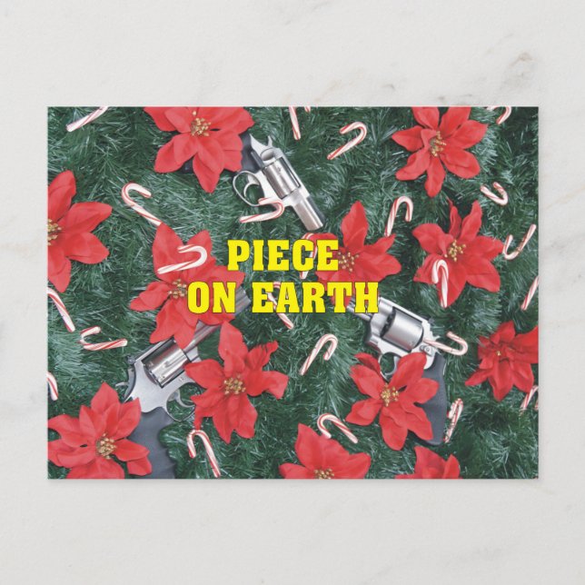 Piece On Earth Gun Christmas Holiday Postcard (Front)