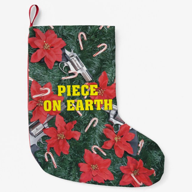Piece On Earth Gun Christmas Small Christmas Stocking (Front)