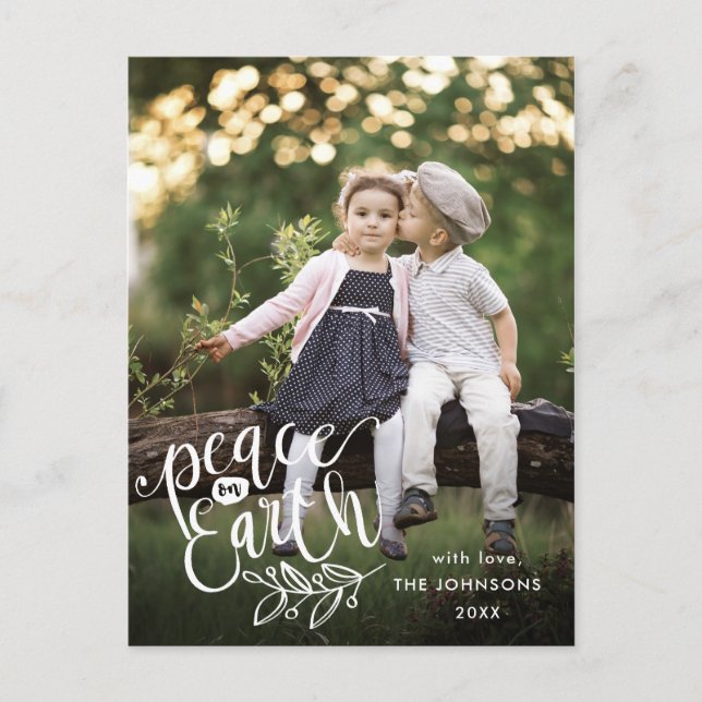Piece on Earth PHOTO Christmas Greeting Holiday Postcard (Front)